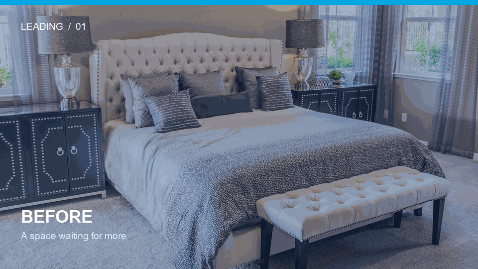 Animated LeaDing interior transformation with furniture and premium finishes